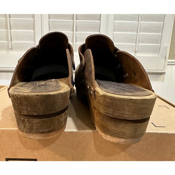 Sanita Women's Clogs Brown Leather Upper Wood Sole Size 37 EU 6.5 US NWOT - Picture 7 of 11